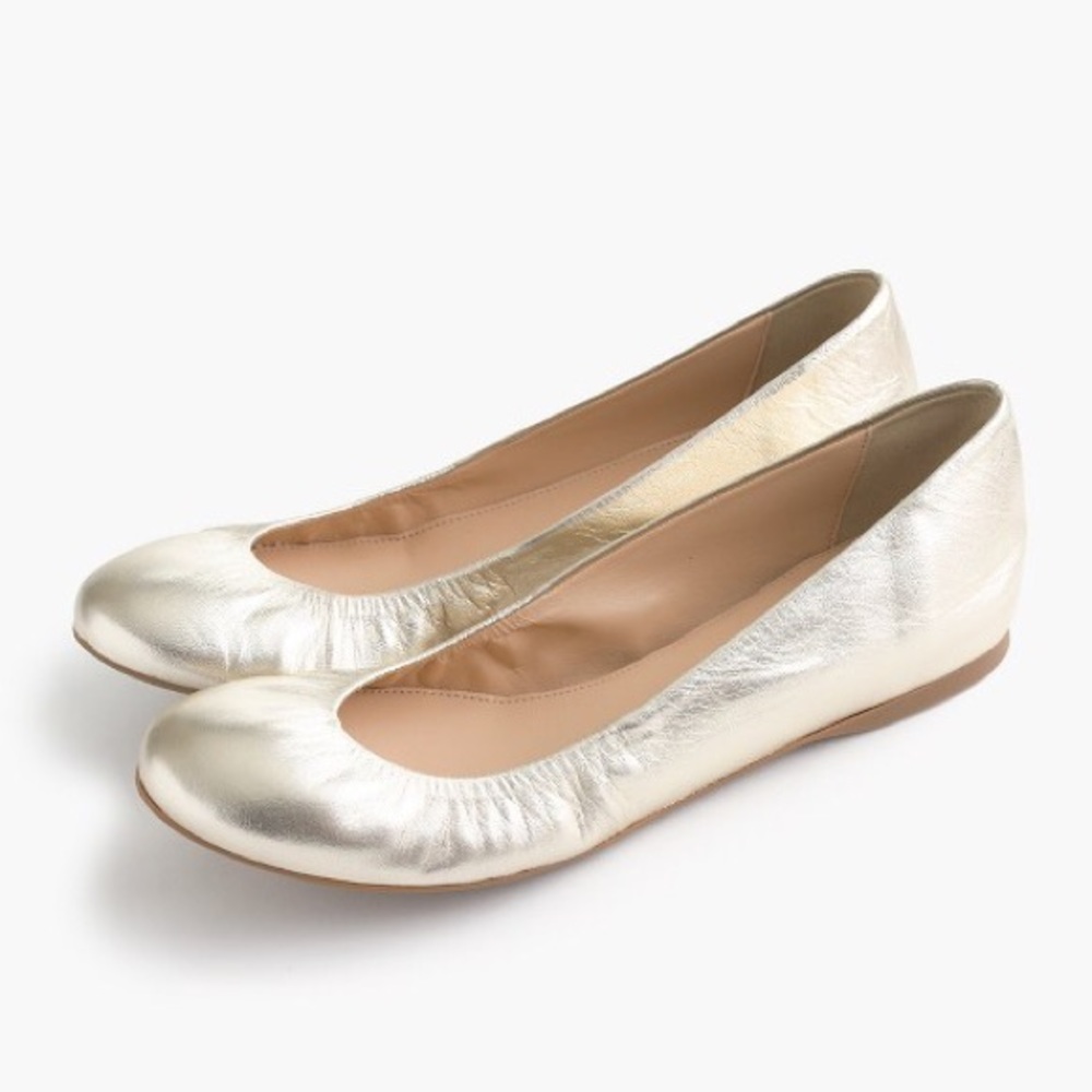 J Crew Gold Ballet Flats